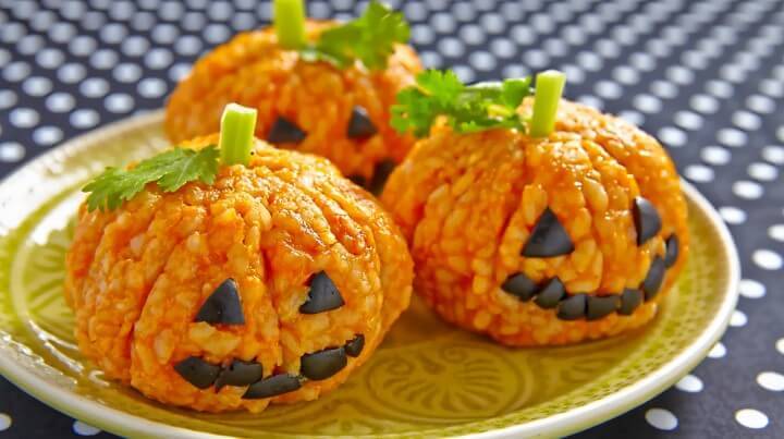 Pumpkin Rice Ball Jack O Lante