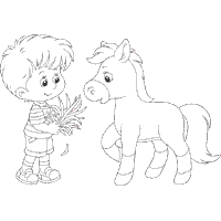 Boy Feeds Pony