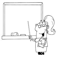 Female Teacher at Chalkboard