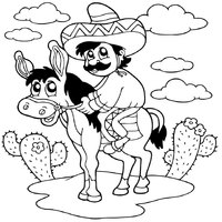 Man with a Sombrero Riding a Donkey