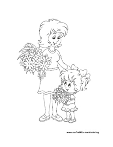 Mom and Daughter with Flowers