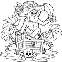Pirate Monkey on a Treasure Chest