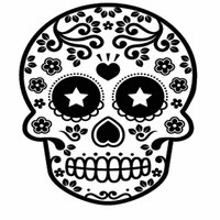Floral Candy Skull with Star Eyes