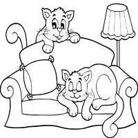 Two Cats Sitting on a Couch