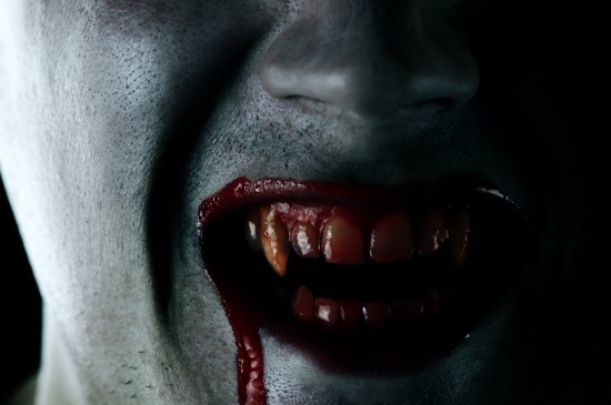 vampire mouth with blood closeup