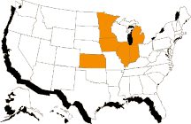 Midwestern states: Illinois, Indiana, Iowa, Kansas, Michigan, Minnesota