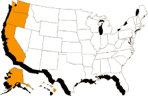 Pacific States: Alaska, California, Hawaii, Oregon,  Washington
