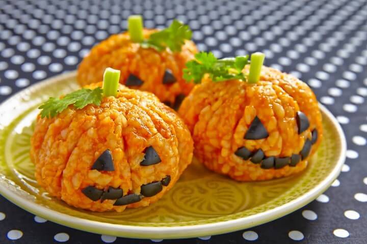 Pumpkin Rice Ball Jack O Lante