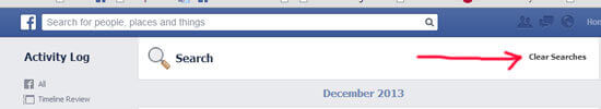 The Clear Searches command is in the upper right-hand corner.