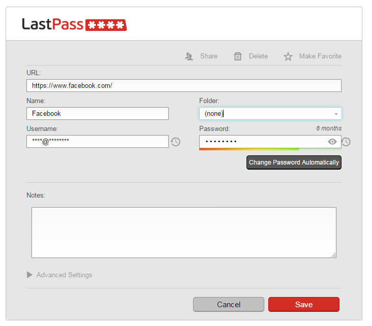 Use LastPass to automatically change a password