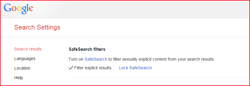 Google safe search